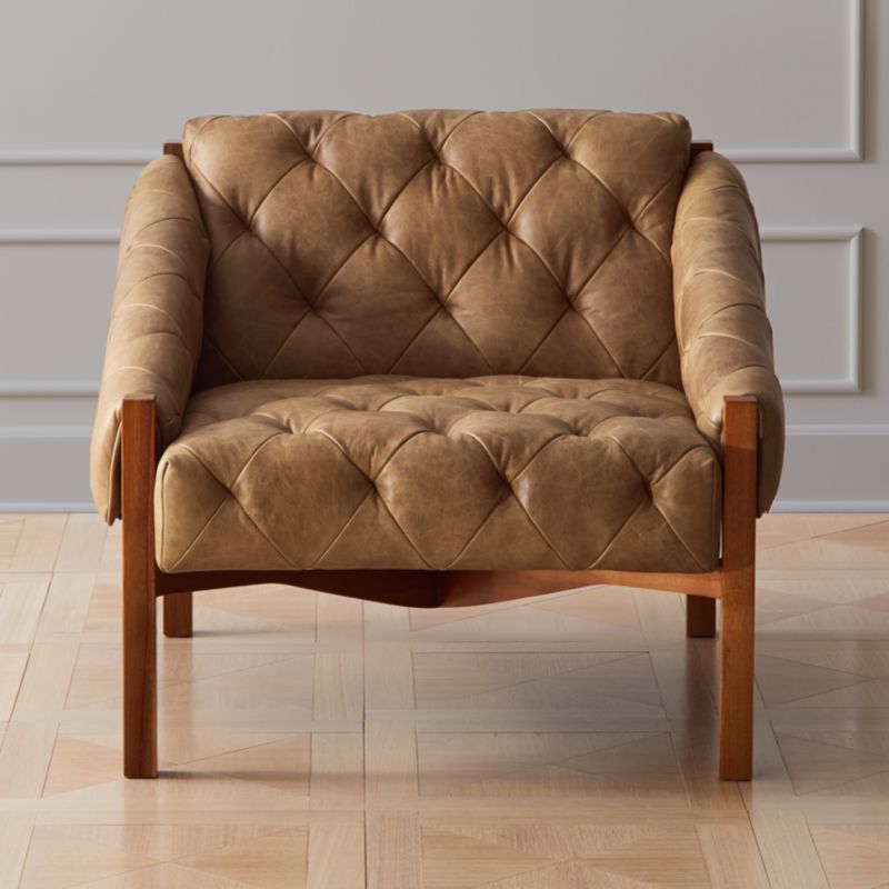 Abruzzo Brown Leather Tufted Chair Reviews Cb2