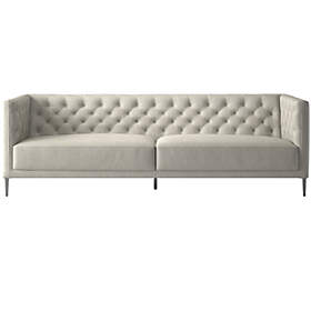 Savile Bello Grey Leather Tufted Apartment Sofa CB2 Canada