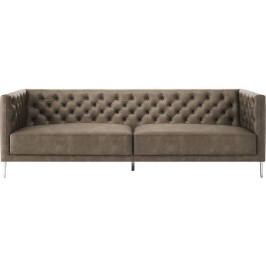 Savile Bello Grey Leather Tufted Sofa