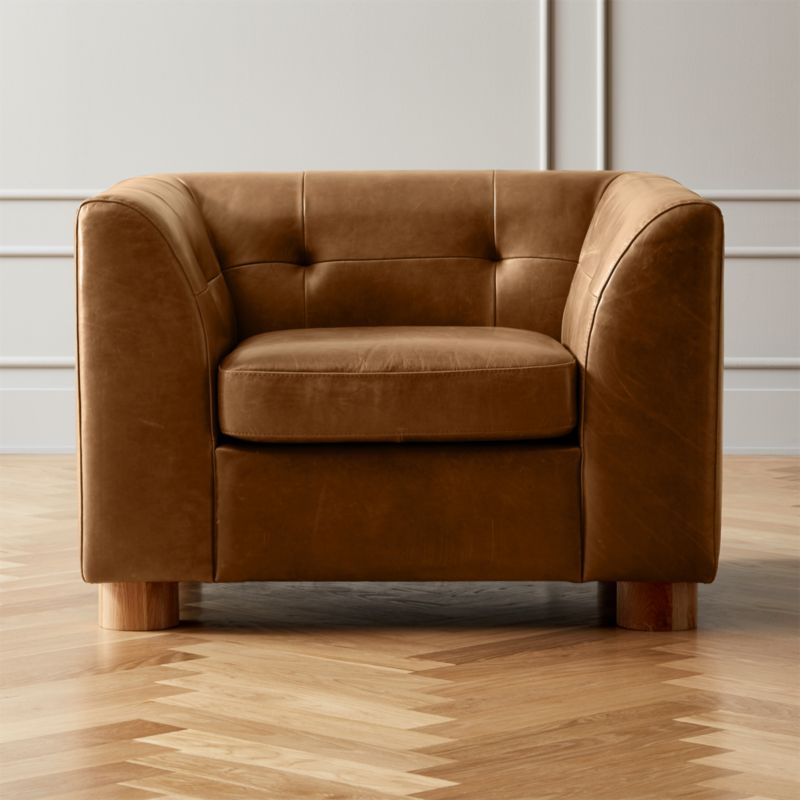 Kotka Tobacco Tufted Leather Chair CB2