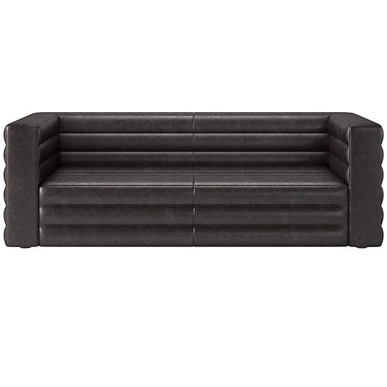 Strato 80" Bello Black Leather Sofa