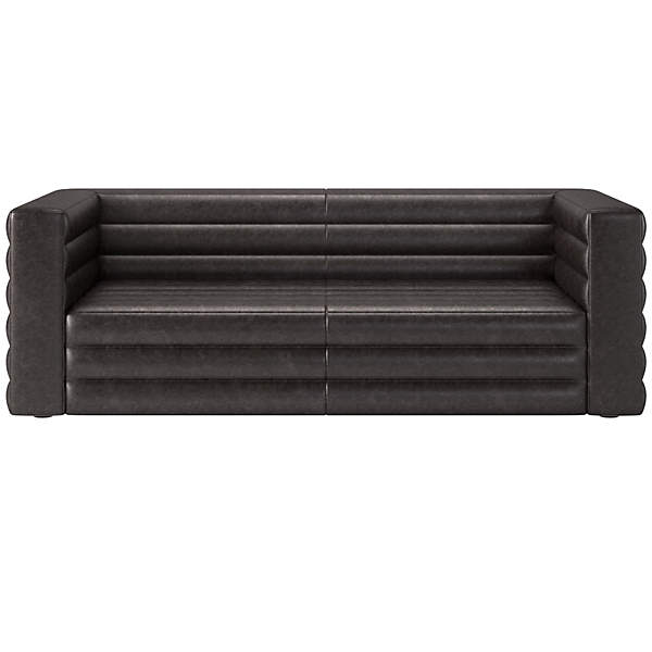 Cb2 black leather sofa discount