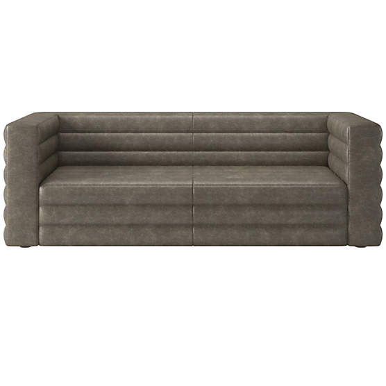 Strato 80" Bello Grey  Leather Sofa