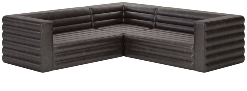 Strato 3-Piece Leather Sectional Sofa Bello Black - image 0 of 7