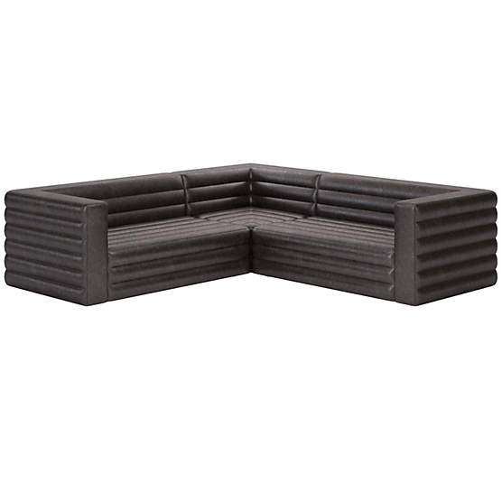 Strato 3-Piece Leather Sectional Sofa Bello Black