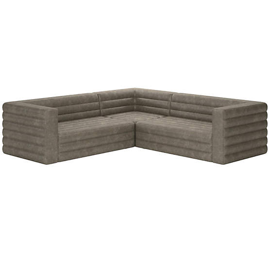 Strato 3-Piece Leather Sectional Sofa Bello Grey