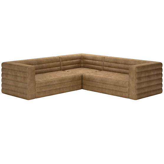 Strato 3-Piece Leather Sectional Sofa Bello Saddle