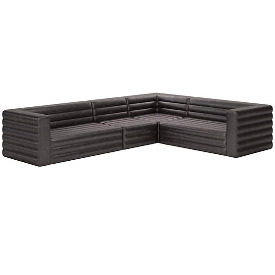 Strato 4-Piece Leather Sectional Sofa Bello Black