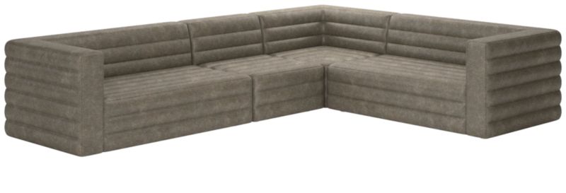 Strato 4-Piece Leather Sectional Sofa Bello Grey - image 0 of 7