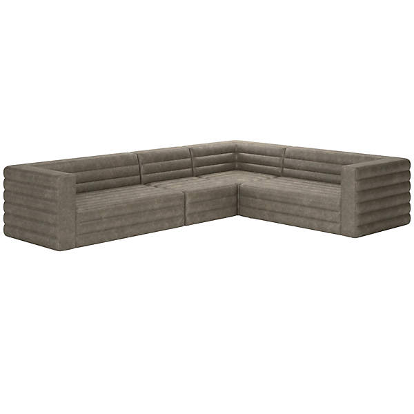 Strato 4 Piece Leather Sectional Sofa Bello Grey CB2