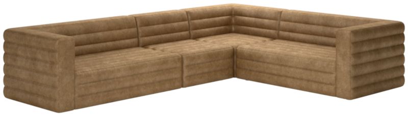 Strato 4-Piece Leather Sectional Sofa Bello Saddle - image 0 of 7