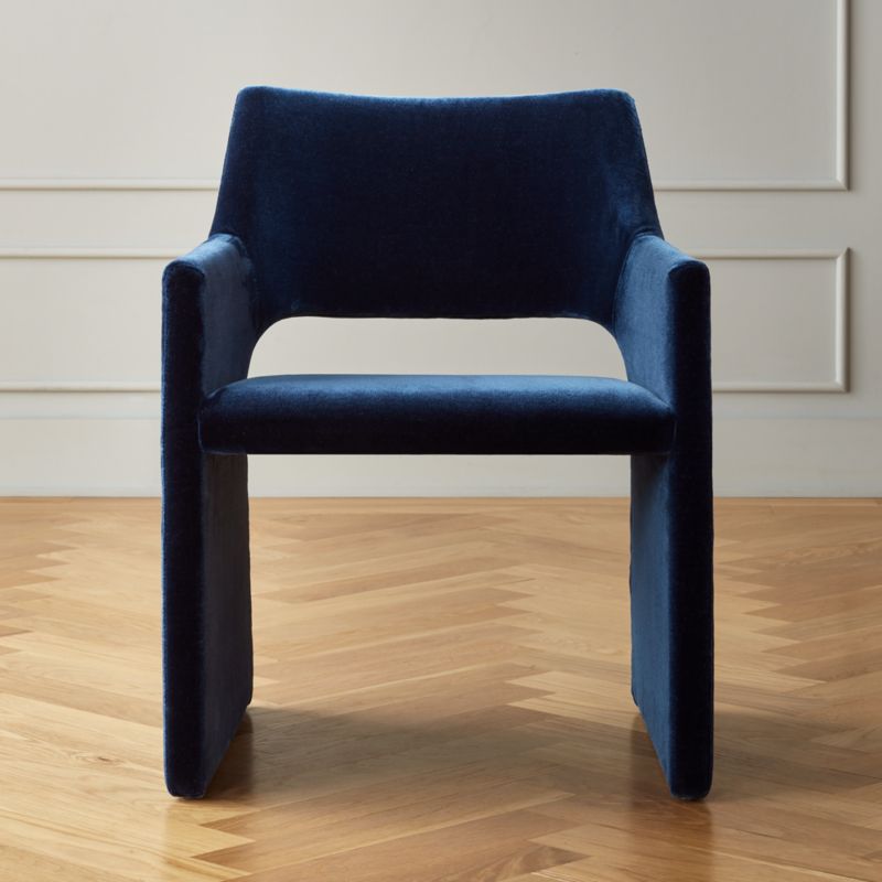 Foley Faux Mohair Navy Dining Chair | CB2