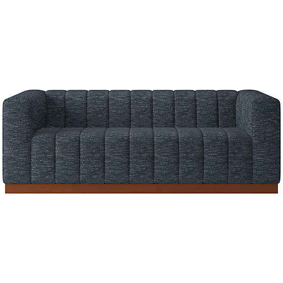 Forte 81" Channeled Sofa with Walnut Base Curious Eclipse