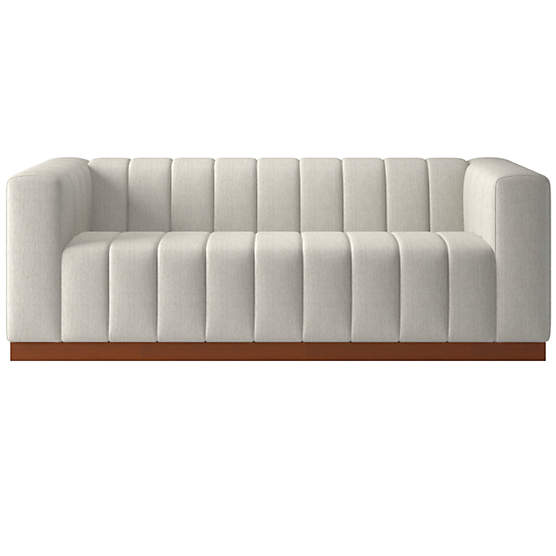 Forte 81" Channeled Sofa with Walnut Base Nomad Snow
