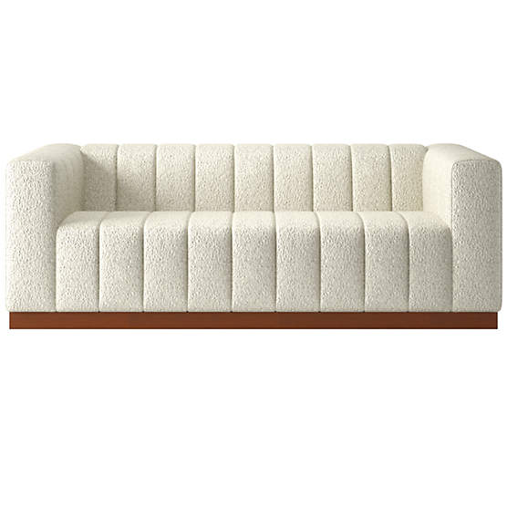Forte 81" Channeled Sofa with Walnut Base Bloce Grey