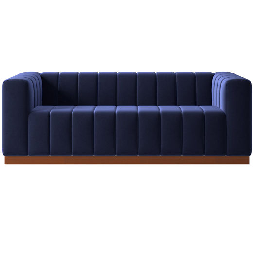 Forte 81" Channeled Sofa with Walnut Base Luca Eclipse