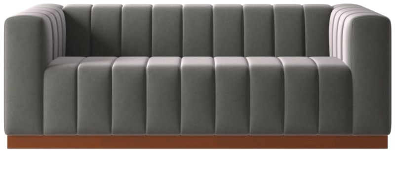 Forte 81" Channeled Sofa with Walnut Base Luca Storm - image 0 of 8