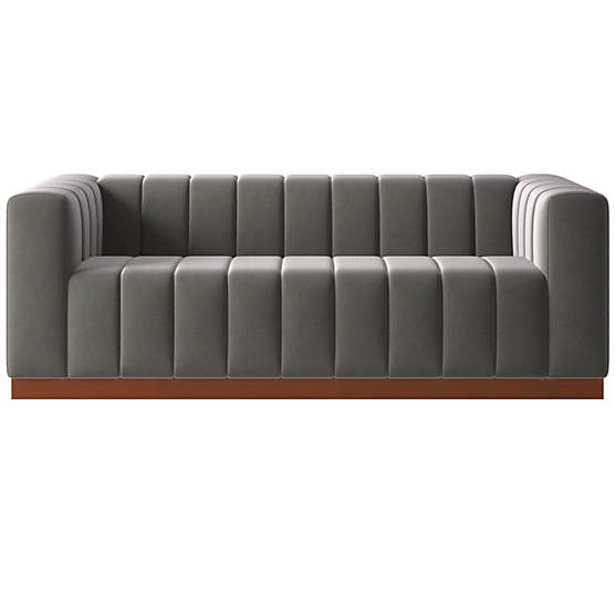 Forte 81" Channeled Sofa with Walnut Base Luca Storm