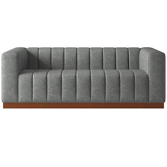 Forte 81" Channeled Sofa with Walnut Base Hatch Charcoal