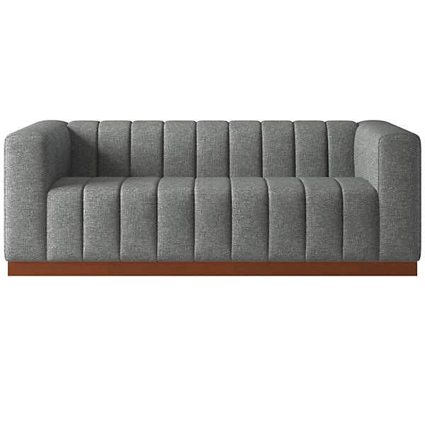 Cb2 forte channeled store saddle leather sofa
