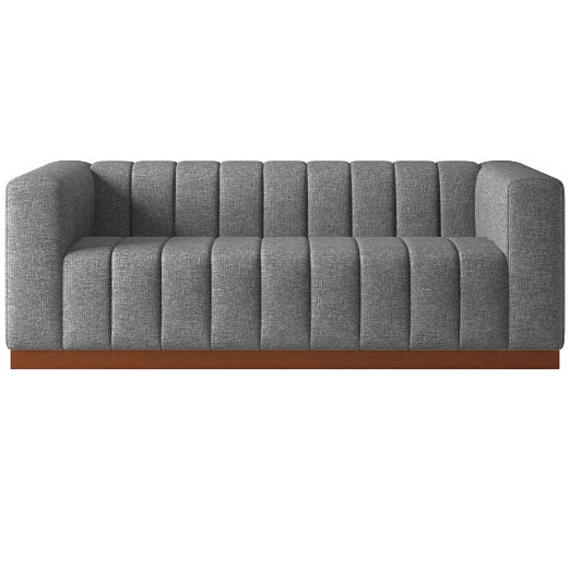 Forte 81" Channeled Sofa with Walnut Base Hatch Charcoal