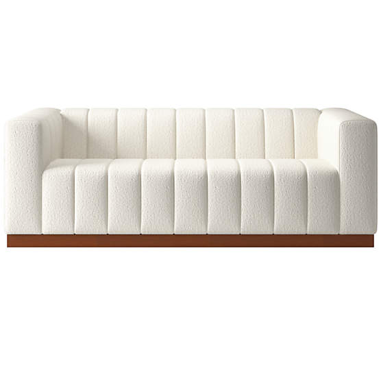 Forte 81" Channeled Sofa with Walnut Base Wooly Sand