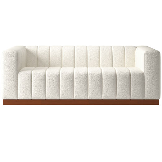 Forte 81" Channeled Sofa with Walnut Base Wooly Sand