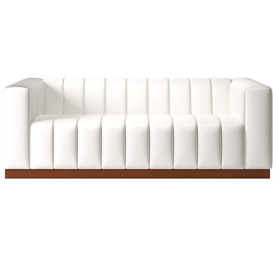 Forte 81" Channeled Sofa with Walnut Base Dream Pina Colada