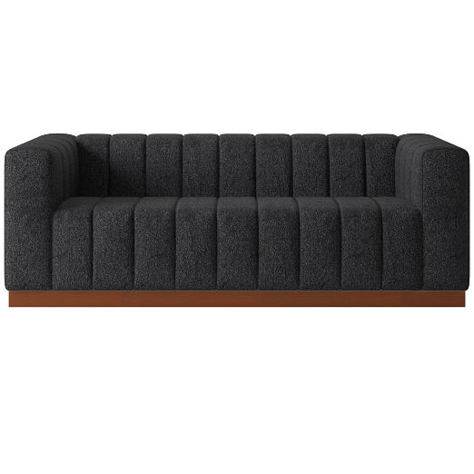 Forte 81" Channeled Sofa with Walnut Base Bloce Noir