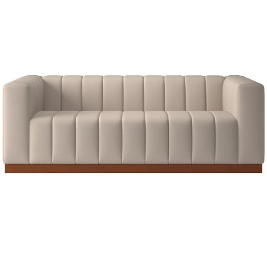 Forte 81" Channeled Sofa with Walnut Base Luca Bone