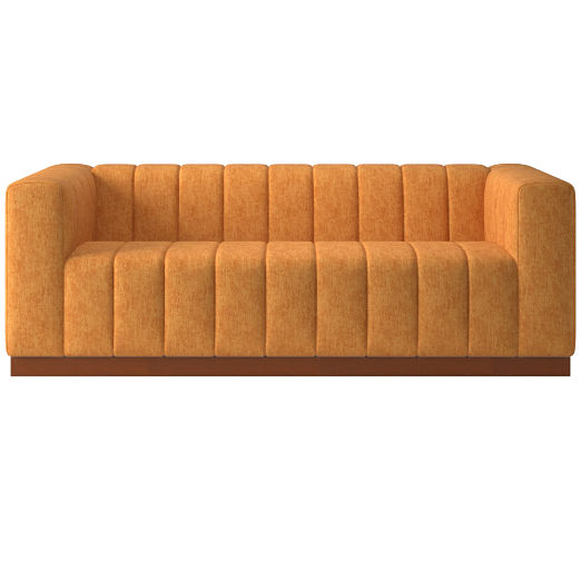 Forte 81" Channeled Sofa with Walnut Base Dream Ginger Tea