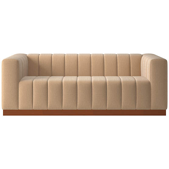 Forte 81" Coverlet Wheat Sofa with Walnut Base
