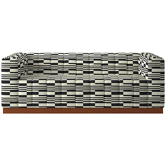 Forte 81" Channeled Sofa with Walnut Base Piano Domino