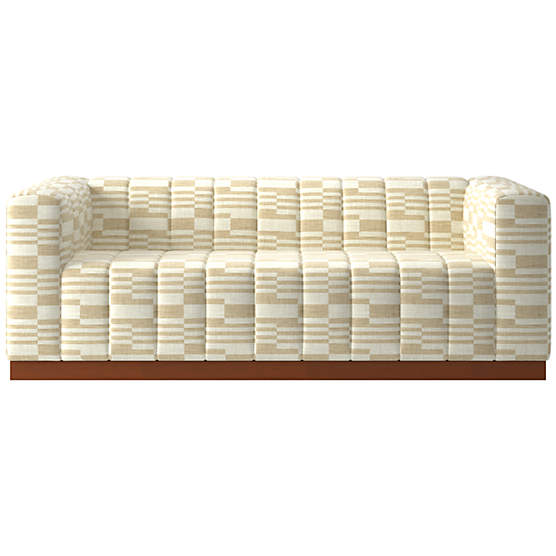 Forte 81" Channeled Sofa with Walnut Base Piano Cloud
