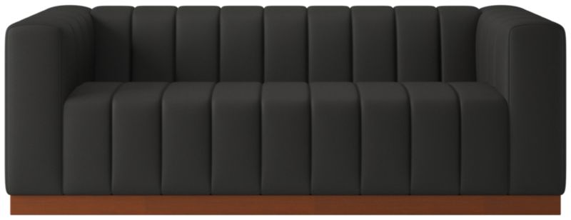 Forte 81" Channeled Sofa with Walnut Base Kanvas Ebony - image 0 of 7