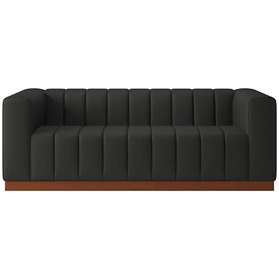 Forte 81" Kanvas Ebony Sofa with Walnut Base
