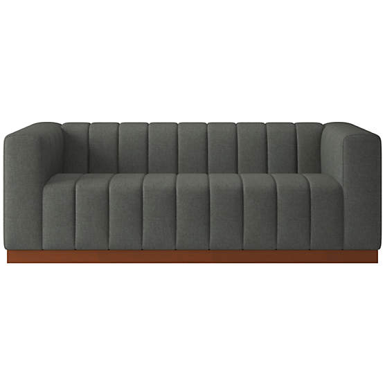 Forte 81" Channeled Sofa with Walnut Base Taylor Charcoal
