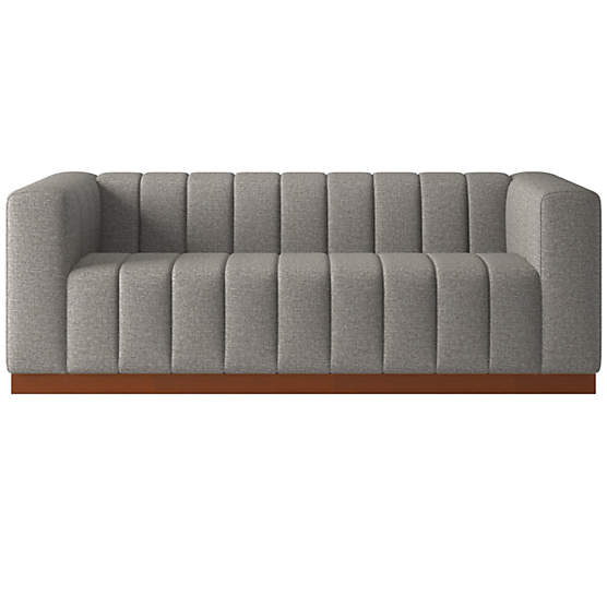 Forte 81" Channeled Sofa with Walnut Base Taylor Felt Grey