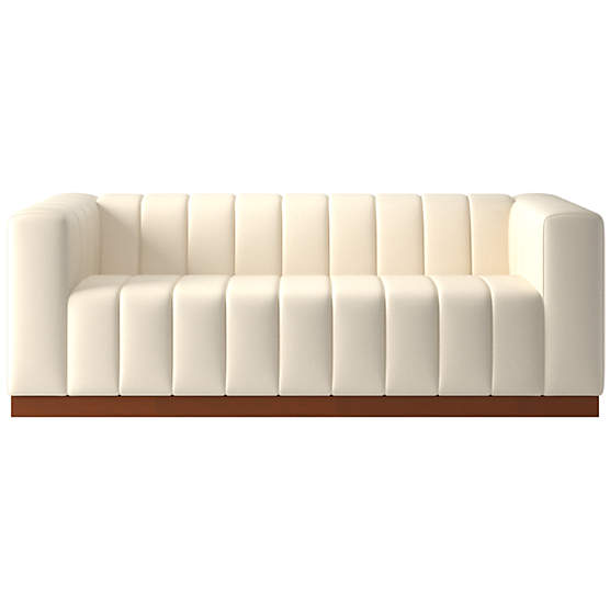 Forte 81" Channeled Sofa with Walnut Base Kanvas Sand