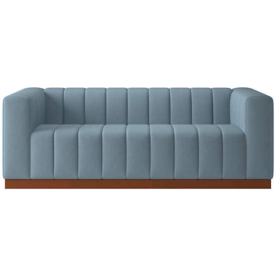 Forte 81" Channeled Sofa with Walnut Base Lisbon Wedgewood