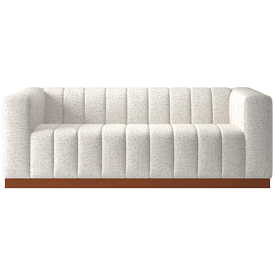 Forte 81" Illecebrous Sandstone Sofa with Walnut Base