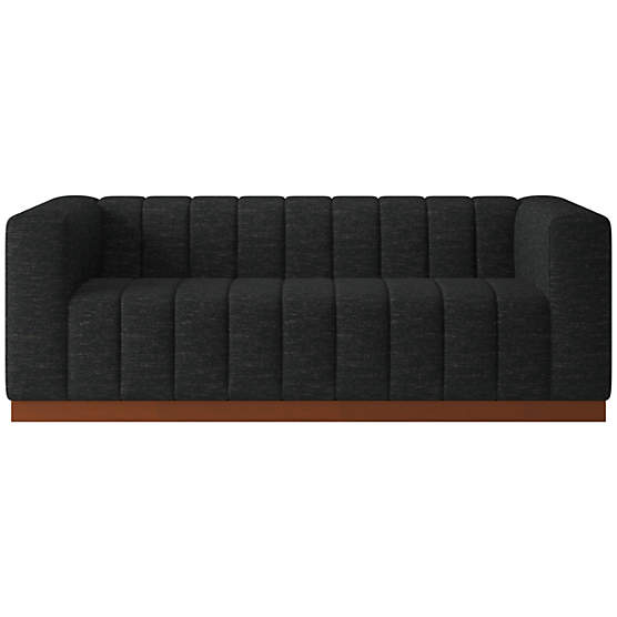 Forte 81" Channeled Sofa with Walnut Base Curious Ebony