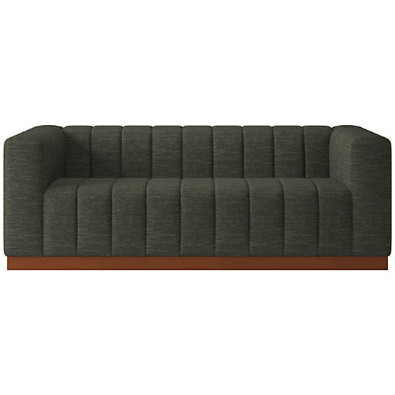 Forte 81" Curious Evergreen Sofa with Walnut Base