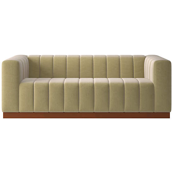 Forte 81" Channeled Sofa with Walnut Base Luca Camel