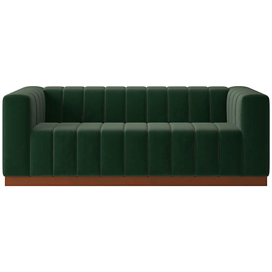 Forte 81" Channeled Sofa with Walnut Base Luca Juniper