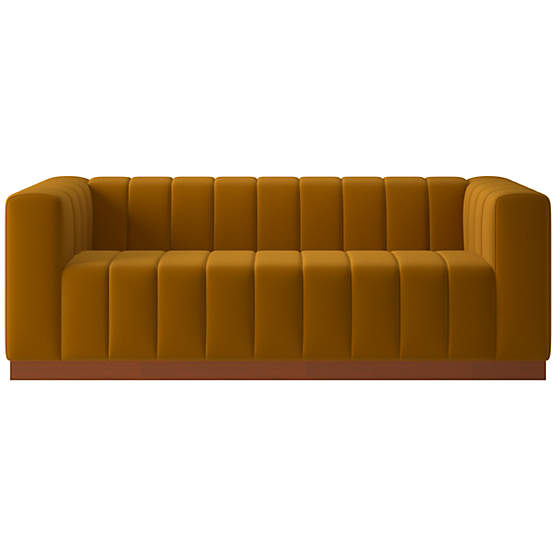 Forte 81" Luca Turmeric Sofa with Walnut Base