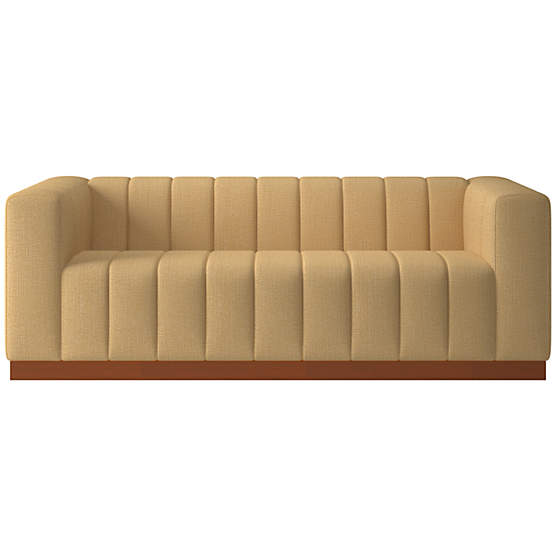Forte 81" Nomad Caramel Sofa with Walnut Base
