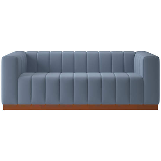 Forte 81" Luca Azure Sofa with Walnut Base