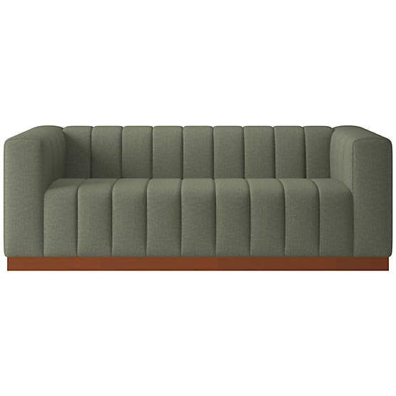 Forte 81" Artisan Moss Sofa with Walnut Base