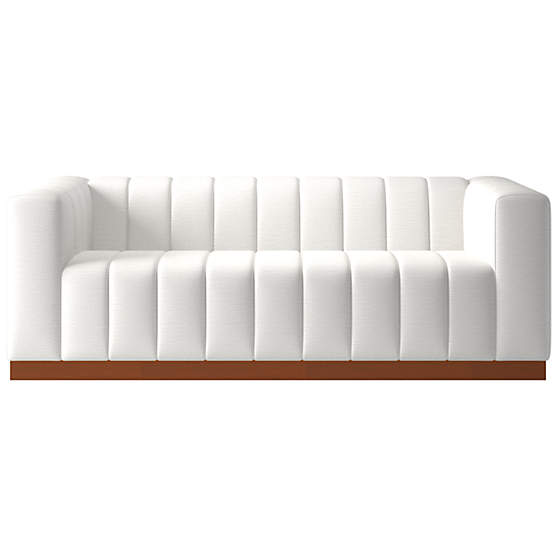 Forte 81" Curious Dove Sofa with Walnut Base